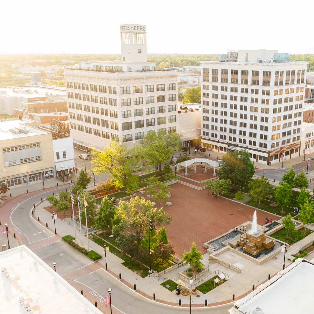 Rooftop view of the square in downtown Springfield, Missouri