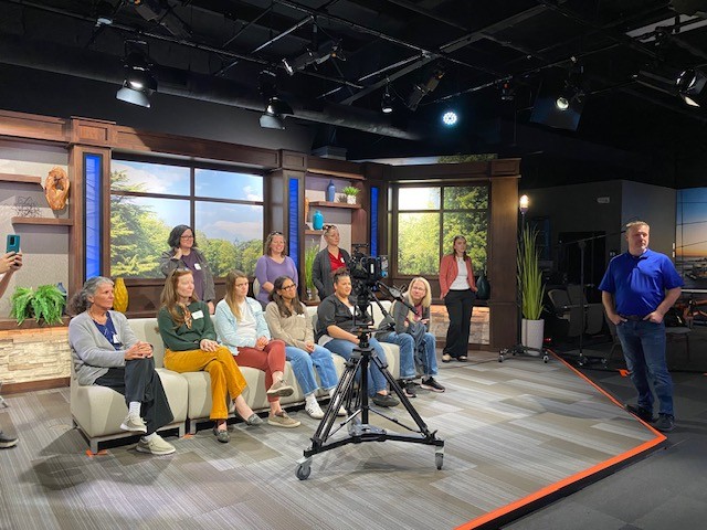 Gathering of women in a TV studio