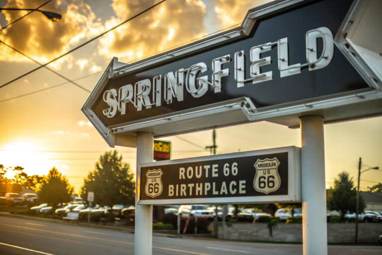 birthplace of Route 66 sign says Springfield Missouri